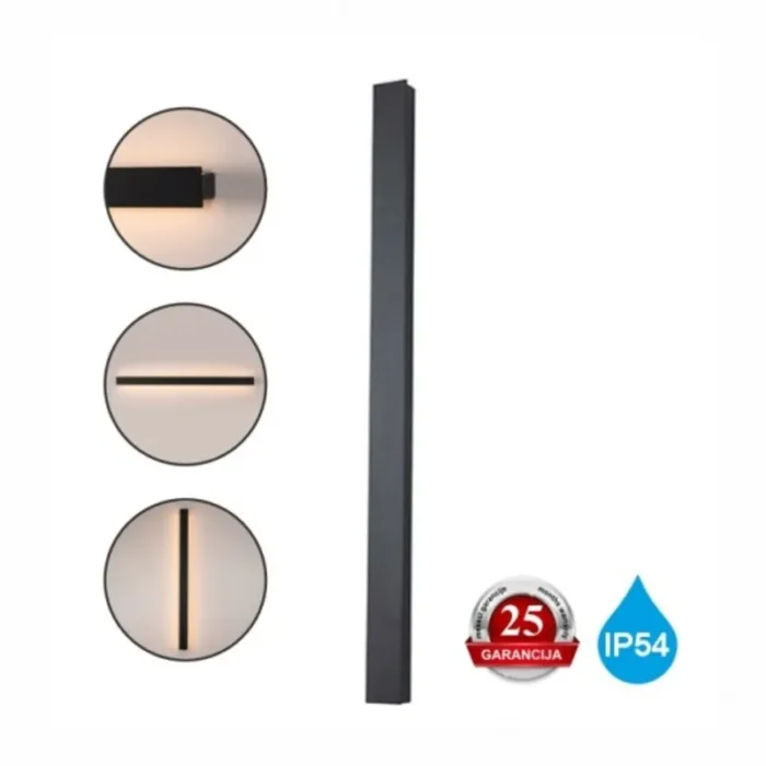 M083/500 CRNA LED 10W LED 4000K ZIDNA LAMPA IP54 MITEA LIGHTING - Slika 1