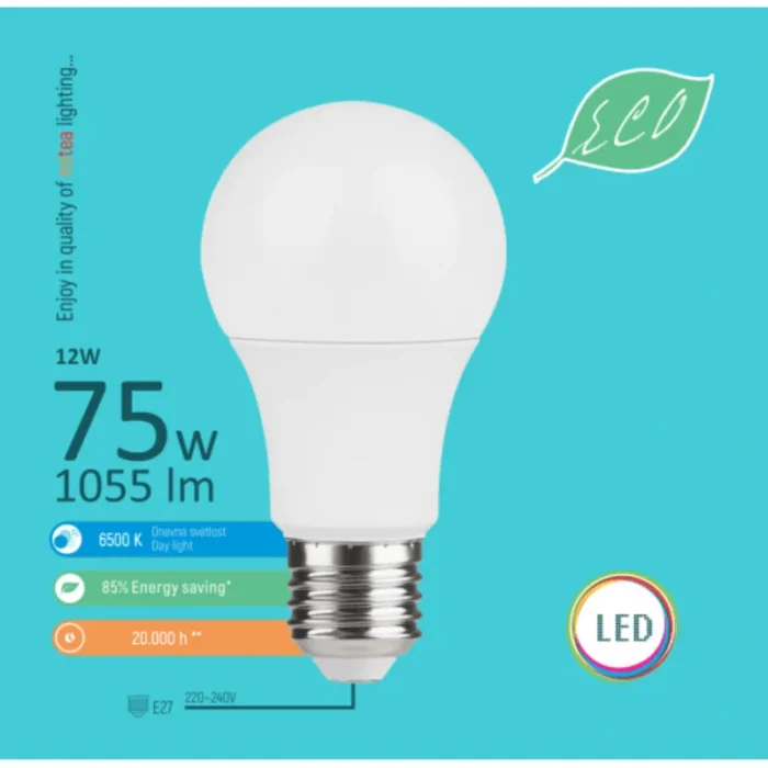 E27 12W A60 6500K LED ECO SIJALICA 220-240V MITEA LIGHTING - Slika 1