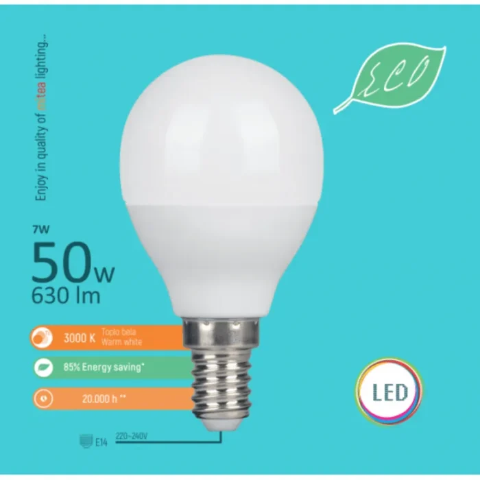 E14 7W G45 3000K LED ECO SIJALICA 220-240V MITEA LIGHTING - Slika 1