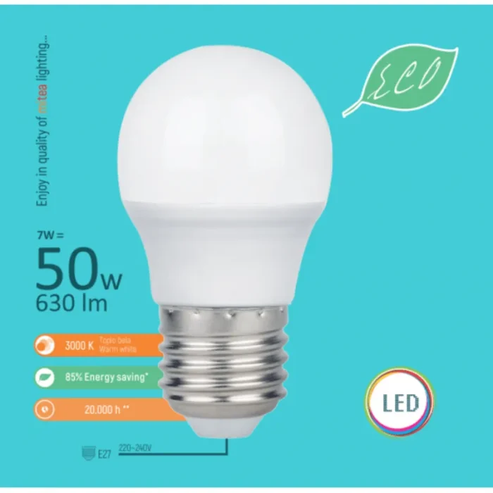 E27 7W G45 3000K LED ECO SIJALICA 220-240V MITEA LIGHTING - Slika 1