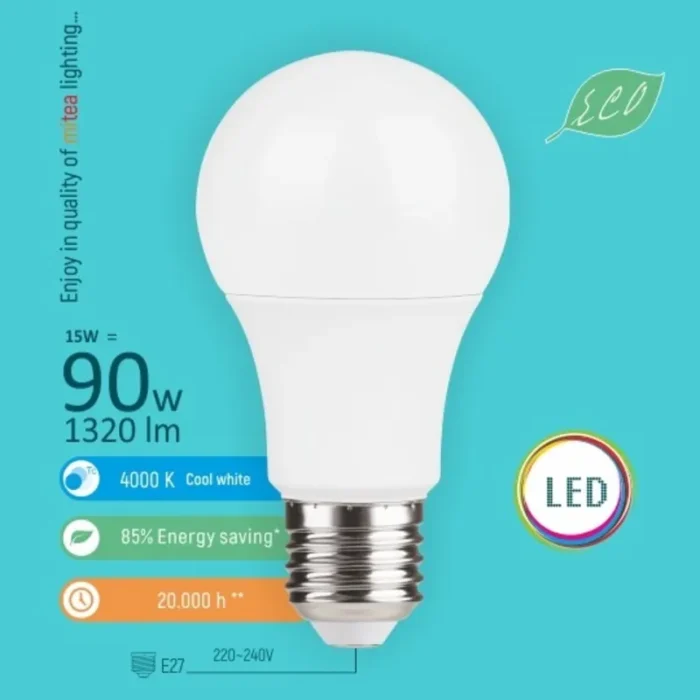 E27 15W A60 4000K LED ECO SIJALICA 220-240V MITEA LIGHTING - Slika 1