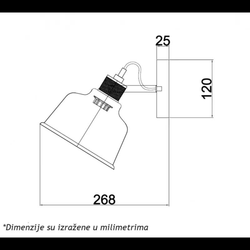 luna-221-zidna-lampa-1e27-crnaba (1) LUNA 221 ZIDNA LAMPA 1*E27 CRNA/BAKAR LUME - Slika 2