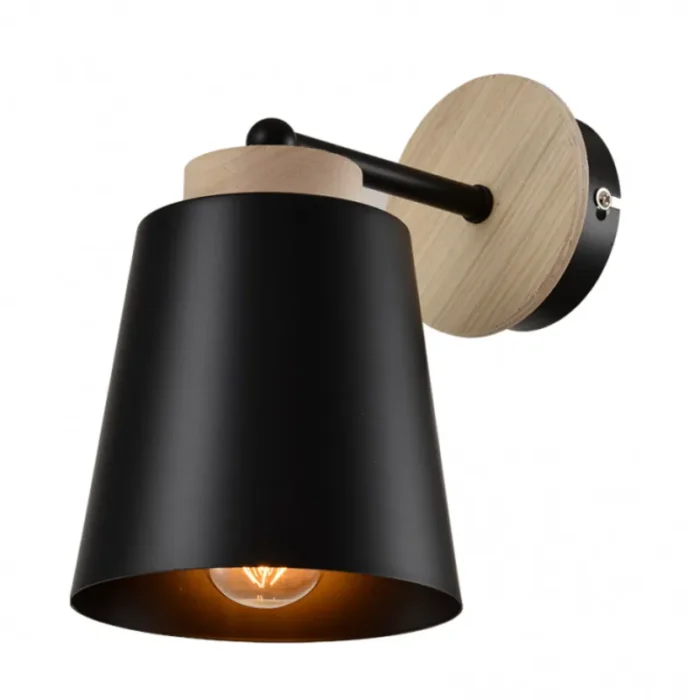 VESTA 425 ZIDNA LAMPA 1*E27 CRNA/DRVO HOME LIGHT - Image 1
