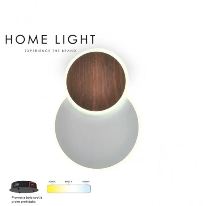 VESTA 532 ZIDNA SVETILJKA 14W 3000/4500/6000K TAMNO DRVO HOME LIGHT - Image 1