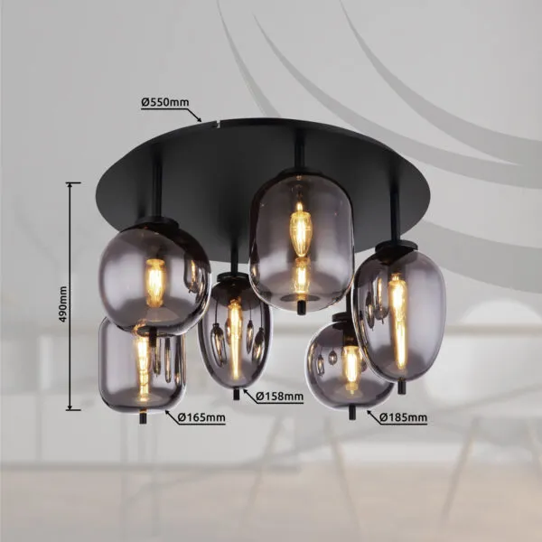 15345-6D_zldw-600x600 BLACKY PLAFONJERA 15345-6D GLOBO LIGHTING - Image 5