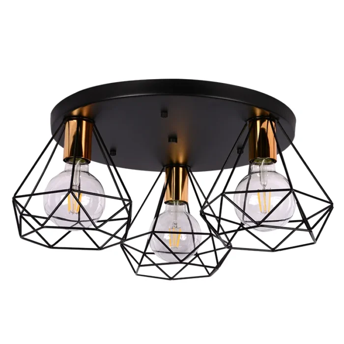 CAGE PLAFONSKA LAMPA CRNA/ZLATNA MEGGA - Slika 1