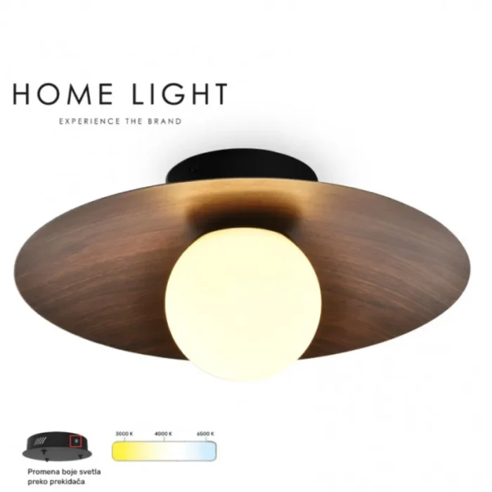 VESTA 535 PLAFONSKA SVETILJKA 8W 3000/4500/6000K TAMNO DRVO/CRNA HOME LIGHT - Image 1