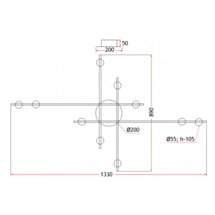 VESTA 509 PLAFONSKA SVETILJKA 10*GU10 MESING/CRNA HOME LIGHT - Slika 2